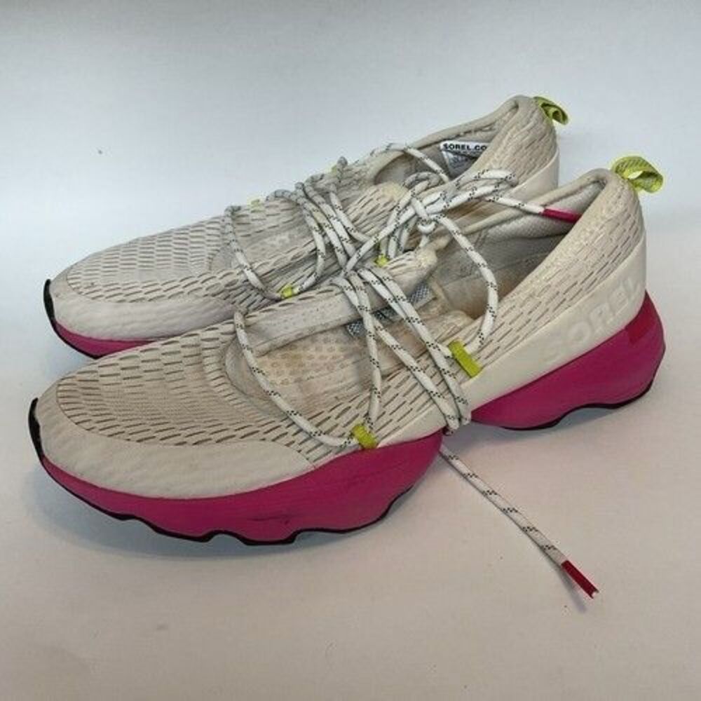 Sorel Kinetic Impact Pink/White Lace Up Cactus Sneakers Women 9.5 Vietnam Mesh